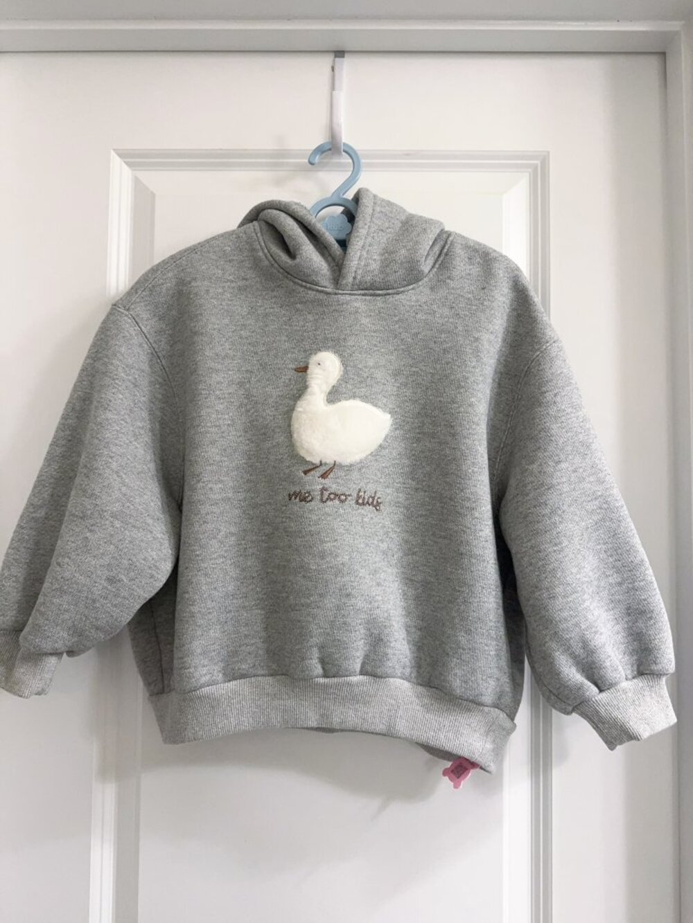 NWT  Kids Duck Hoodie Grey Fleece Sweatshirt Cozy Cute Pullover 110